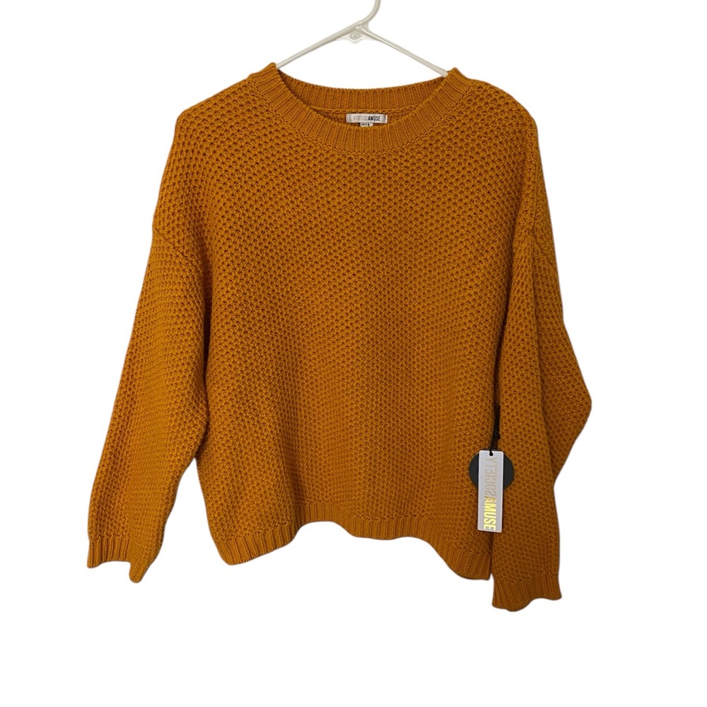 Amuse Society Amalia Sweater Women’s Medium Gold Crew Neck